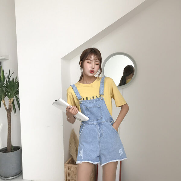 Loose Elastic Strap Denim Shorts Women's Clothing - Image 10