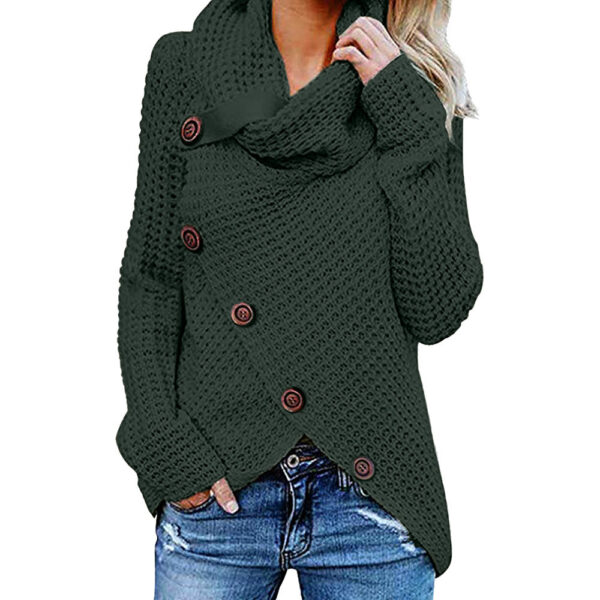 Ladies Long Sleeve Irregular Knit Sweater - Image 9