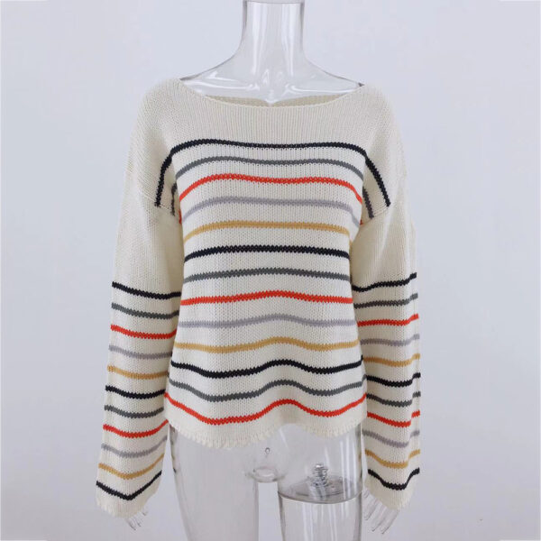 Ladies striped rainbow sweater - Image 4