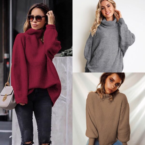 Fashionable Ladies Warm Sweater Knitted Stretch Casual Sweater - Image 2