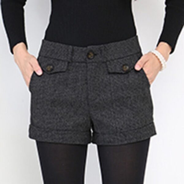 Ladies thick plaid suit casual woolen shorts - Image 7