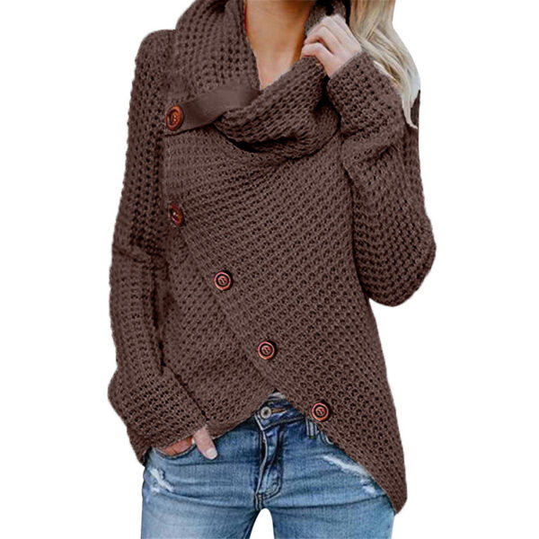 Ladies Long Sleeve Irregular Knit Sweater - Image 5