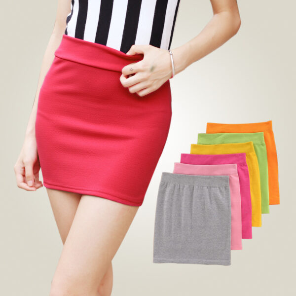 Fashion Women Ladies Sexy Summer Packs Hip Pencil Skirt High Waist Pleated Elastic Slim Mini Skirts for Office Party