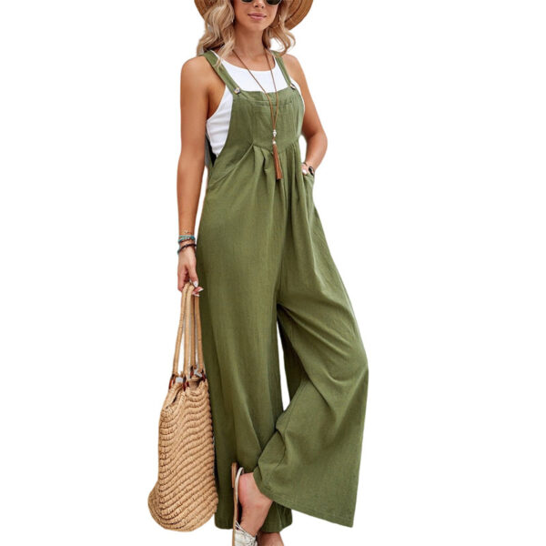 Women Long Bib Pants Overalls Casual Loose Rompers Jumpsuits With Pockets - Image 5