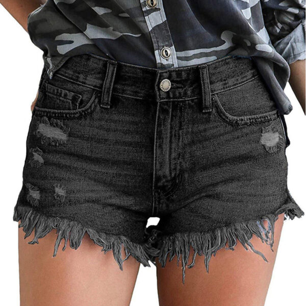 Fringed Ladies High Stretch Denim Short - Image 7