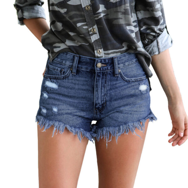 Fringed Ladies High Stretch Denim Short - Image 5