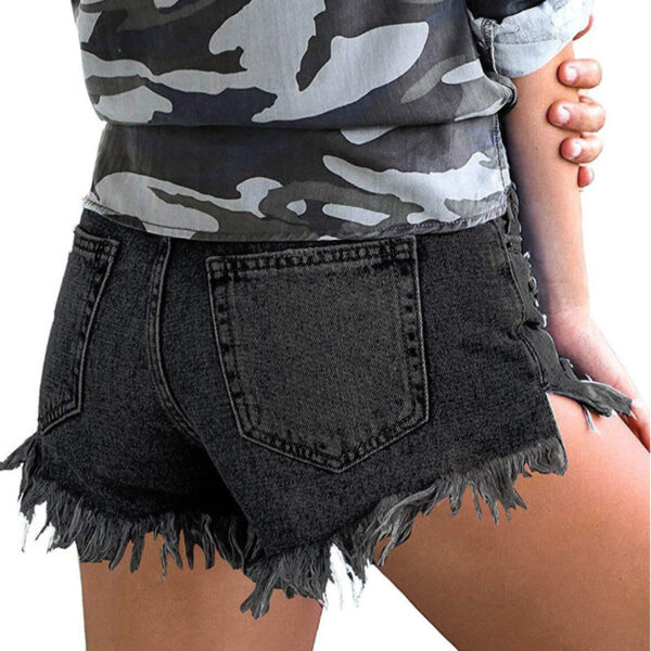 Fringed Ladies High Stretch Denim Short - Image 3