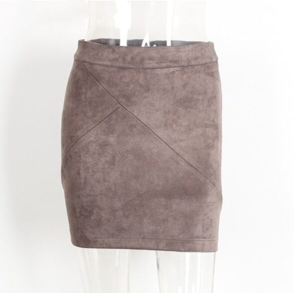 Ladies Leather Suede Pencil Skirt Bodycon Short Skirts Women - Image 7