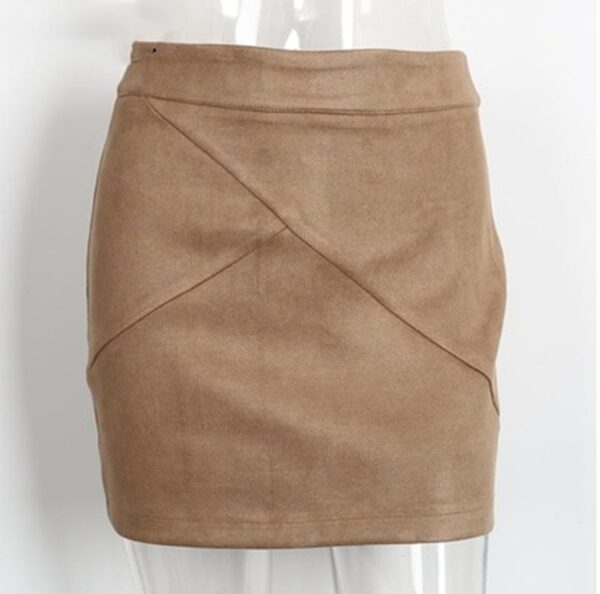 Ladies Leather Suede Pencil Skirt Bodycon Short Skirts Women - Image 3