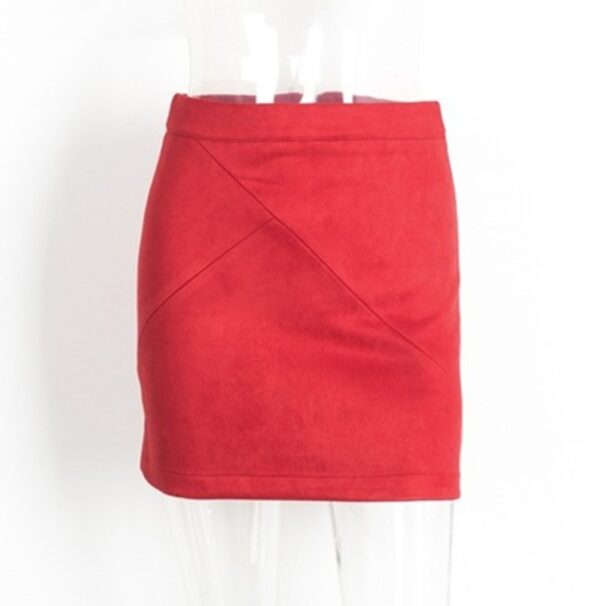 Ladies Leather Suede Pencil Skirt Bodycon Short Skirts Women - Image 4