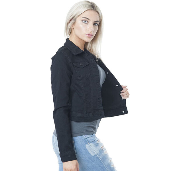 Ladies Casual Solid Color Denim Jacket Women's Clothing - Image 4