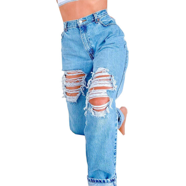 Ladies Jeans Ripped Holes Look Thin Ladies Pants Denim Pants - Image 3