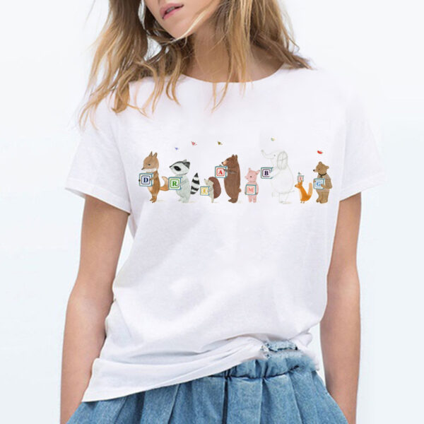 Ladies Cute Cartoon Music Zoo Print Ladies T Shirt - Image 3