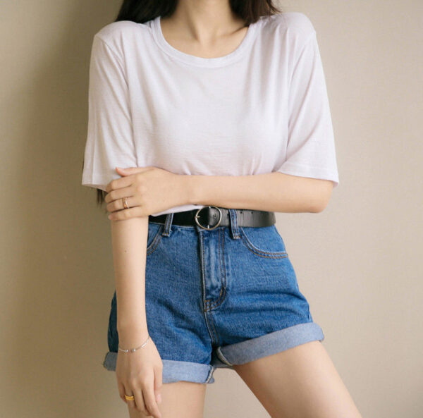 Curled Elastic Ladies Denim Shorts Female Student Pants Foreign Trade Women'S Clothing - Image 3