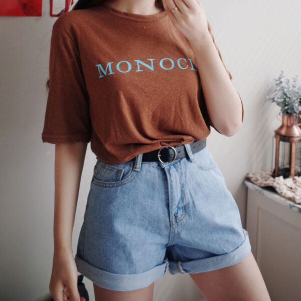 Curled Elastic Ladies Denim Shorts Female Student Pants Foreign Trade Women'S Clothing - Image 5