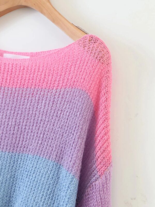 Rainbow Striped Pullover Ladies Sweater - Image 5