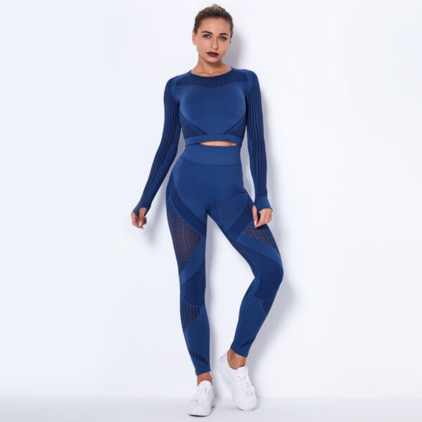 Seamless Knitted Absorbent Yoga Long-Sleeved Suit Yoga Wearsuit - Image 3