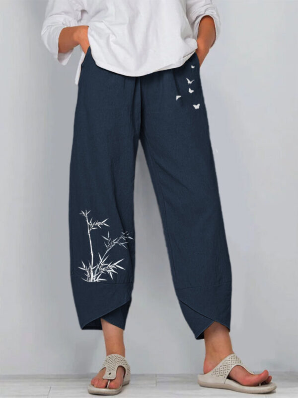 Printed Ladies Elastic Waist Casual Pants - Image 2