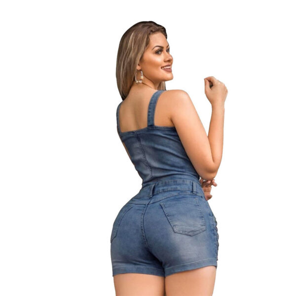 Plus Size Elegance Cotton Jeans Woman Ladies Short Romper - Image 6