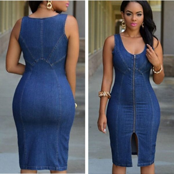 Ladies' Denim Split Zipper Dress