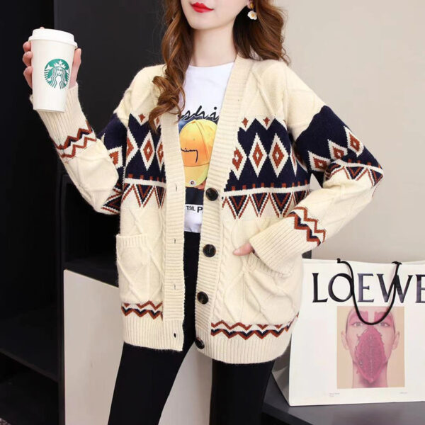 Ladies Sweater Coat Spring And Autumn New Style Western Loose Knit - Image 4