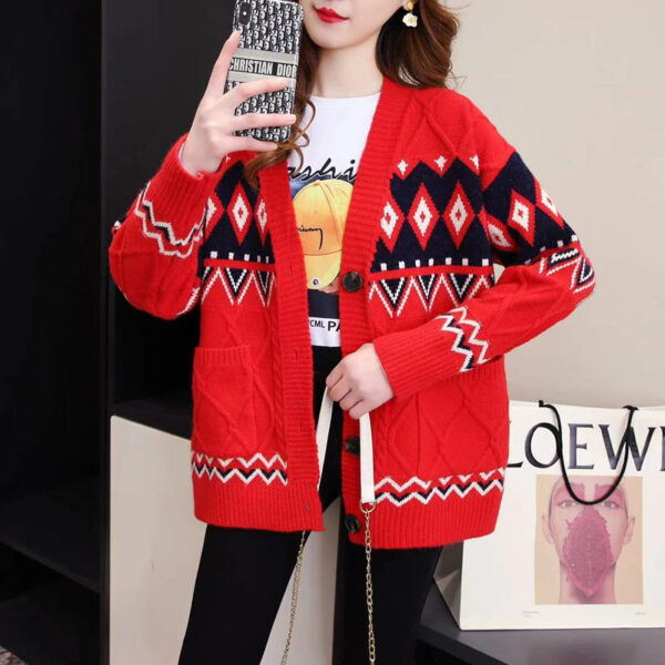 Ladies Sweater Coat Spring And Autumn New Style Western Loose Knit - Image 6