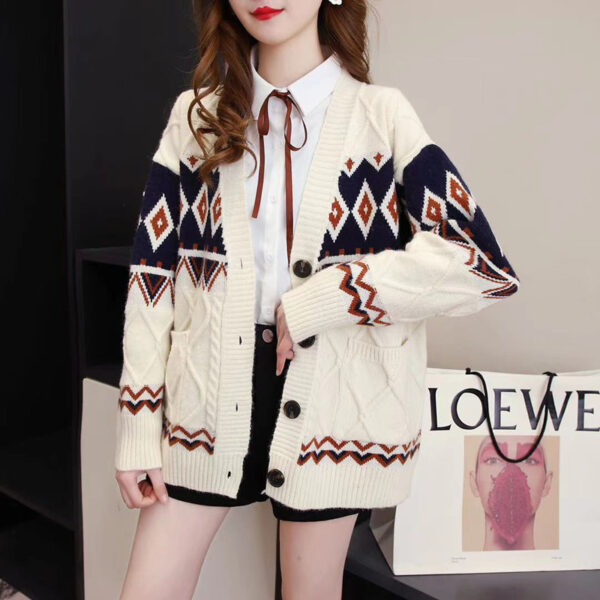 Ladies Sweater Coat Spring And Autumn New Style Western Loose Knit - Image 5