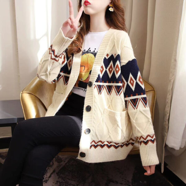 Ladies Sweater Coat Spring And Autumn New Style Western Loose Knit