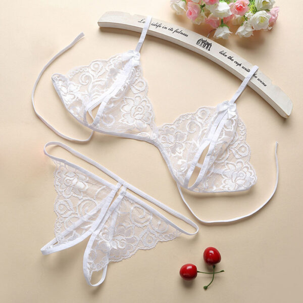 Sexy Lingerie Chiffon Underwear Sleepwear Lingerie Hot Erotic Bra G-string Garter Set - Image 7