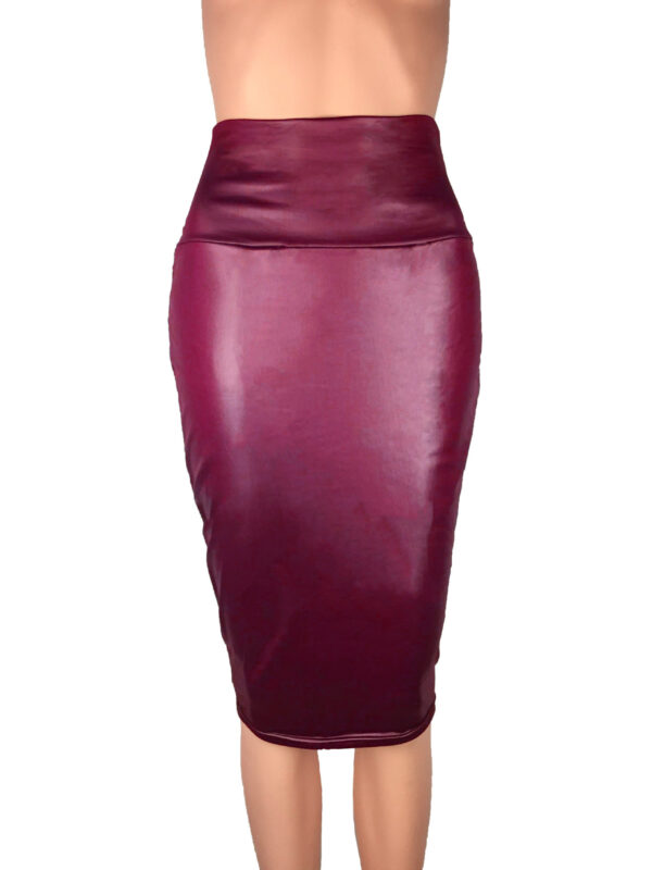 Newly Women High Waist Faux Leather Pencil Skirt Bodycon Skirt Solid Sexy OL Office Skirts - Image 6