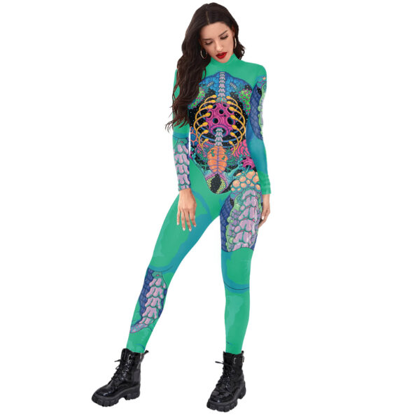 Women's Human Skeleton Digital Printing Jumpsuits For Performance - Image 5