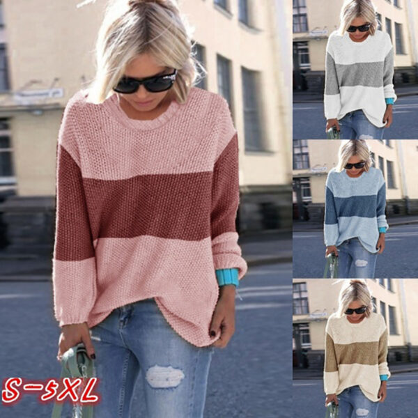 Ladies Sweater Stitching Knitted Sweater