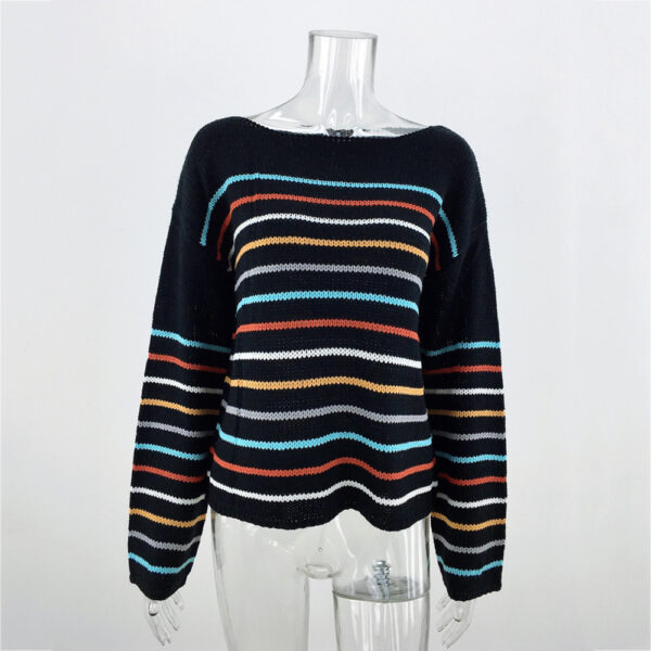 Ladies striped rainbow sweater - Image 3