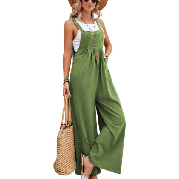 Women Long Bib Pants Overalls Casual Loose Rompers Jumpsuits With Pockets - Image 8