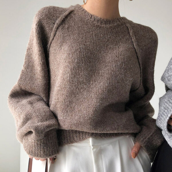 Ladies Warm Loose Knit Sweater All Match - Image 2