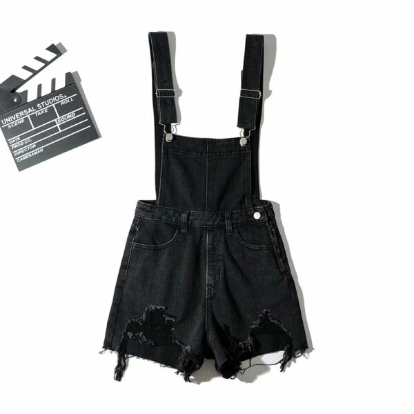 Strap Ripped Denim Shorts Ins Women's Clothing - Image 3