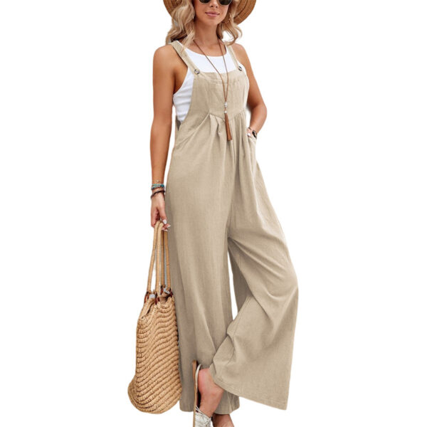 Women Long Bib Pants Overalls Casual Loose Rompers Jumpsuits With Pockets - Image 6