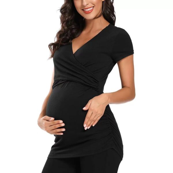 High Stretch Nude Maternity Yoga Dress Top - Image 3