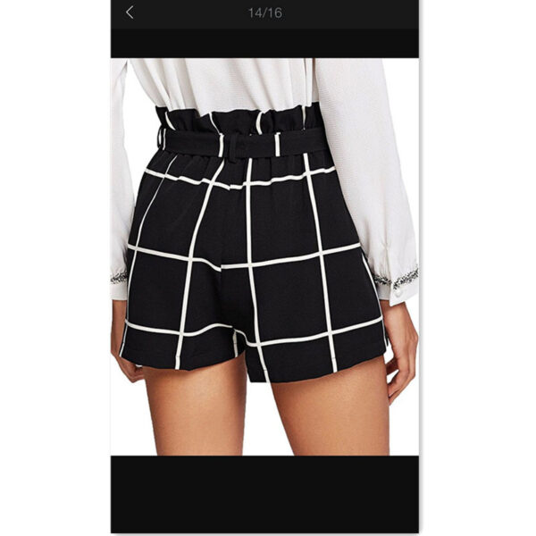 Ladies Check Waist Belt Shorts - Image 2