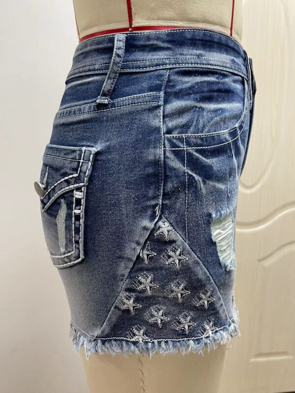 European And American Women's Clothing Stretch Slim Fit All-match Ripped Denim Shorts - Image 2