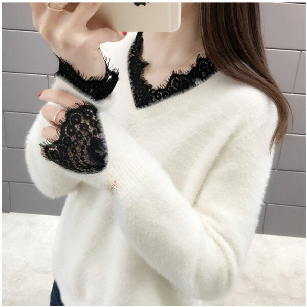 Fashion All-match Ladies Mink Fleece Sweater