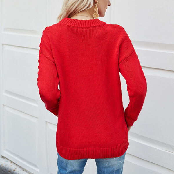 Round neck pullover ladies long-sleeved hollow sweater - Image 4