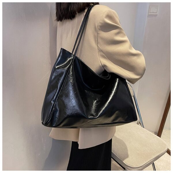 Vintage Women's Tote Bag Athletic Casual Fashion Large Capacity Leather Shoulder Bag Shopper Harajuku Simple Handbag - Image 5