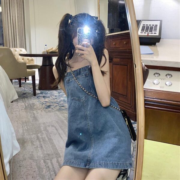 Denim Suspender Skirt Women's Clothing Spring And Autumn Student Small