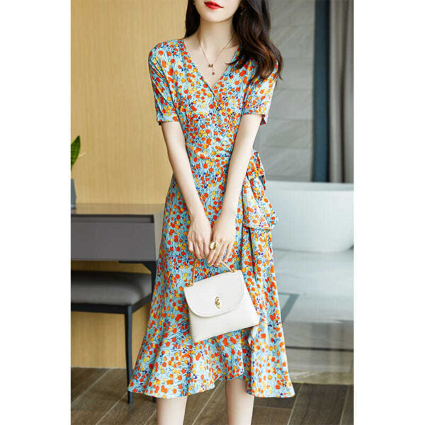 Feminine Looks Slim And Wears A French Floral Dress - Image 6