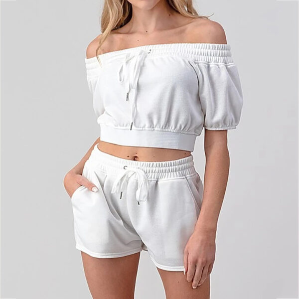 Ladies Two-Piece Neck Tie Top Shorts