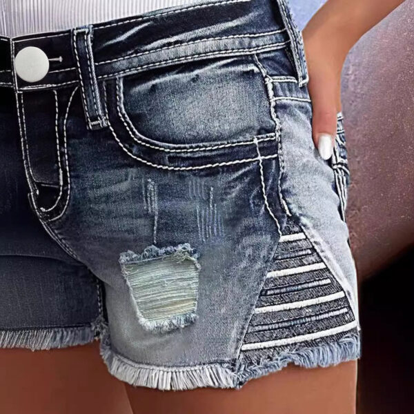 European And American Women's Clothing Stretch Slim Fit All-match Ripped Denim Shorts - Image 10