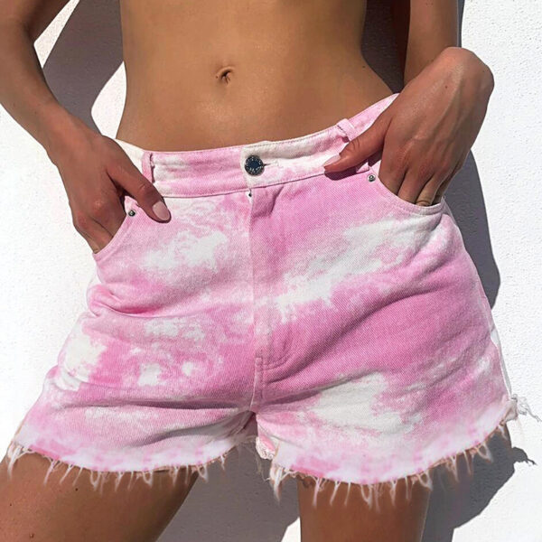 Explosive Style Elastic Ripped Hole Ladies Denim Shorts