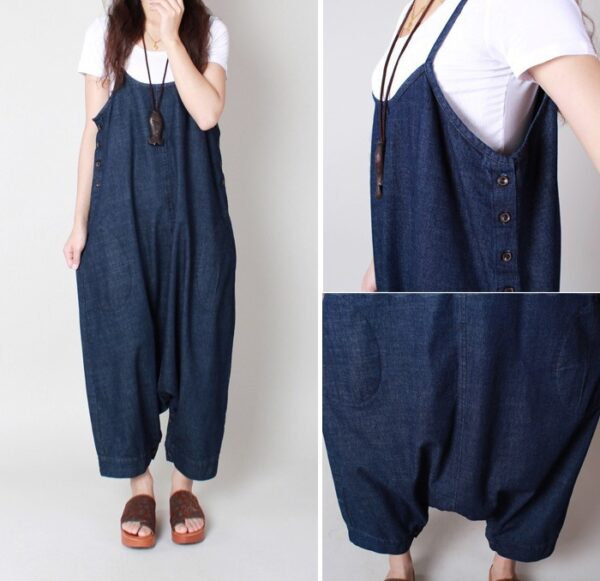 Plus Size Women's Clothing Slimming Suspenders Denim Culotte Women's Summer - Image 3