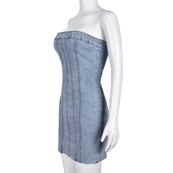 Fashion Backless Tube Denim Dress Summer Sexy Y2K Slim Short Dresses For Women Clothing - Image 2